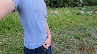 Exhibtionist twink massive load outdoor! Uncut dick outdoor cumshot.