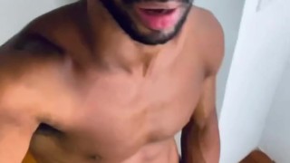 Black guy jerking off his big cock