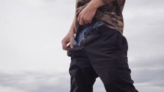 Shooting a load at the range! - MESSY OUTDOOR SOLO CUMSHOT!