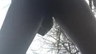 Public Bate, sexy bro outside cumshot