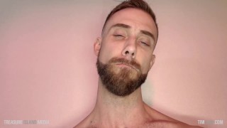 Hairy jock jerks his cock
