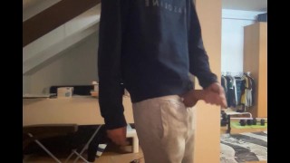 Grey Sweatpants with an Alluring Bulge