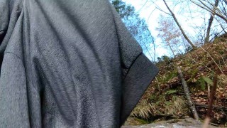 Handsome Boy Masturbates in Public and His Big Cock Cums Like a Fountain