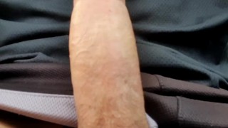 Close up cumshot from beautiful Cock - Car in public place 