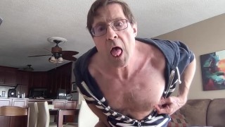 I show my hole, jerk off , play with my nipples, cum in my foreskin and then eat it