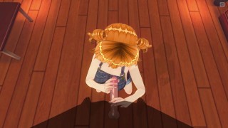 3D hentai village redhead jerking off to city boy