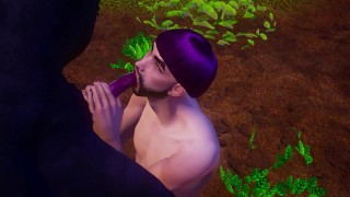 Mature man sat down on the cock of the Furry werewolf