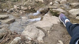 Uncut Big Fat Cock Hiker Unloads His Thick Cumshot in Public Exotic Place