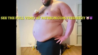 Fat Obese Teen BHM Feedee Stuffs his Belly and Chugs Coke *massive burps*