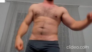Strong alpha hairy turk flexing on cam