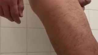 Jerk off and cum in the shower