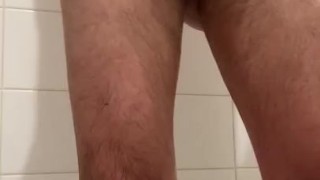 Jerk off and cum in the shower