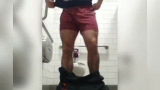 Jerking Off Standing on the toilet at Walmart