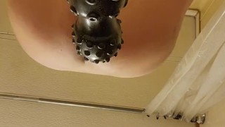Destroying my ass with 2 massive dildos
