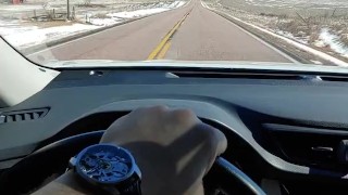 Amateur Couple, Back highway titty flash! 