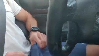 Jerking off while driving moaning loud