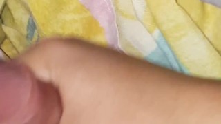 Horny teen jerks off his hard cock and cums a lot