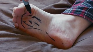 Cute Male Feet Tickled With Sharpie