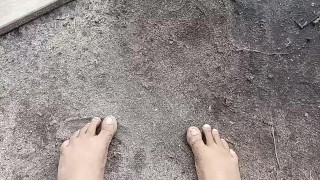 Playing in the dirt with my feet 