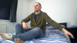 Kudoslolong undresses and wanks his erect hairy cock