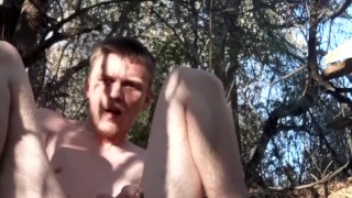 Cumshot on the woods