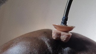 Sex machine fucks me. Huge dildo