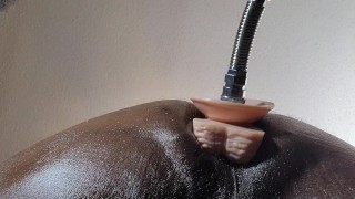 Sex machine fucks me. Huge dildo