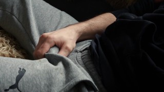 Young guy sensually moaning while masturbating and having a loud intense Orgasm