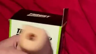 Playing with my silicone pussy and cuming all over the bed 