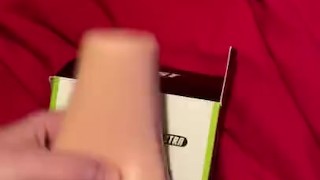 Playing with my silicone pussy and cuming all over the bed 