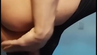 Twink in Thermo Legging Masturbates and Fingers his Tight Ass - Tries to Catch Big Cum Load