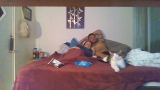 Couple smoking and cuddling