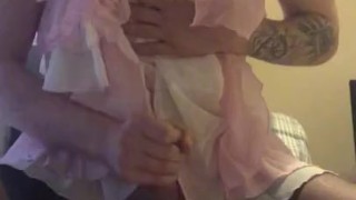 Sissy butt plug play and cum