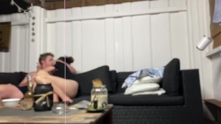 HORNY BRUNETTE GIRLFRIEND SUCKS DICK AND TAKES COCK FROM BEHIND