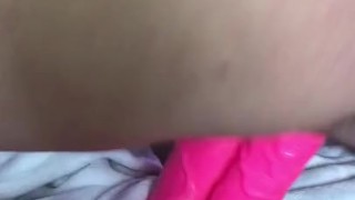 Leg shaking orgasm from a double dildo 