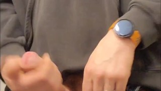 Johnholmesjunior in after work solo jerk off show with huge cum load