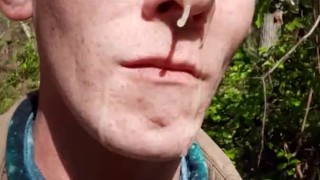 Cum Walk On the trail, He cummed on me!