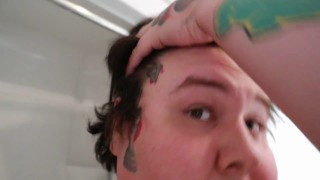 Large Swollen Testicles Hang Before a Hot Bath (Huge Man)