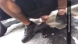 Black big dick Pissing like a dog 