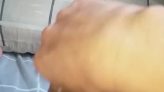 Jaks with condom then jerk off with cum