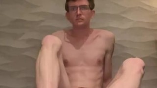 Twink boy jerks off in bathroom