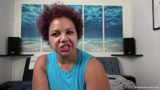 Chubby amateur with huge natural tits loves sucking cock