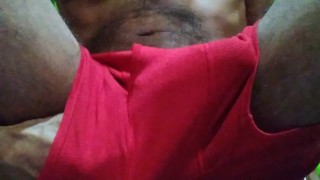 Getting excited in red shorts