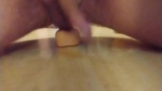 German guy rides dildo until Huge Hands-Free Cumshot