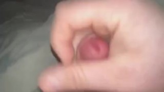 Chubby man rubs off his morning wood