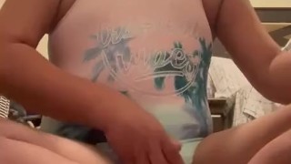 Boy wearing girl swimsuit masturbating