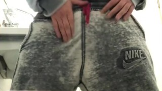 hairy bear man peeing