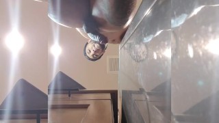 Tattooed hood dude plays with big dick