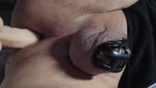 Chastity Anal Dildo Riding In Bed #5