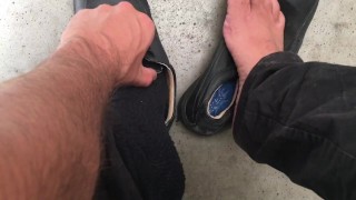 I’M ON THE ROAD TO NOWHERE - PUBLIC TOILET CUM IN MY SOCK - MANLYFOOT - Truck drivers rest stop 🚻